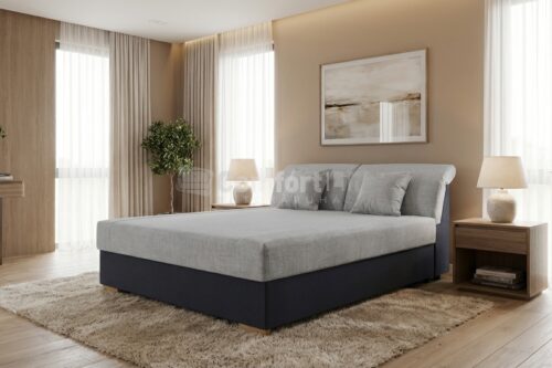 SILVIO kárpitozott komplett franciaágy, beépített matraccal