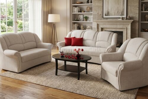 FLORENCE klasszikus ülőgarnitúra fabetéttel - kanapé, fotel, 3-2-1, stb.