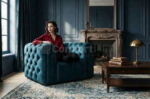 NARONE prémium chesterfield fotel - bársony szövettel!