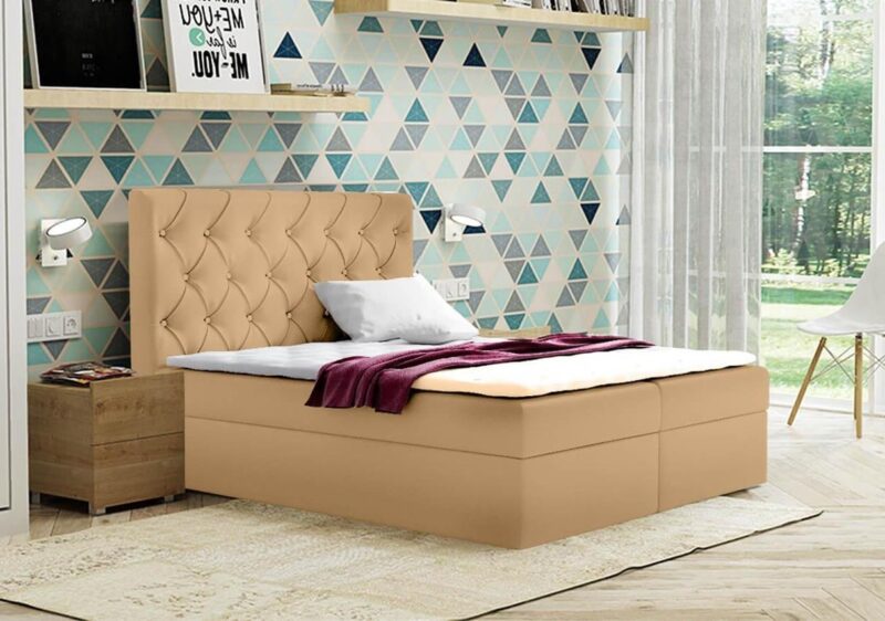 Boxspring jellegű ágy tűzőtt fejvéggel - többféle színben és méretben! - Image 5
