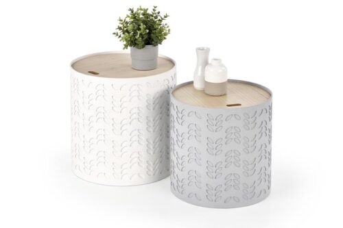 ALAN szürke és fehér tárolós dohányzó- / lerakóasztal szett