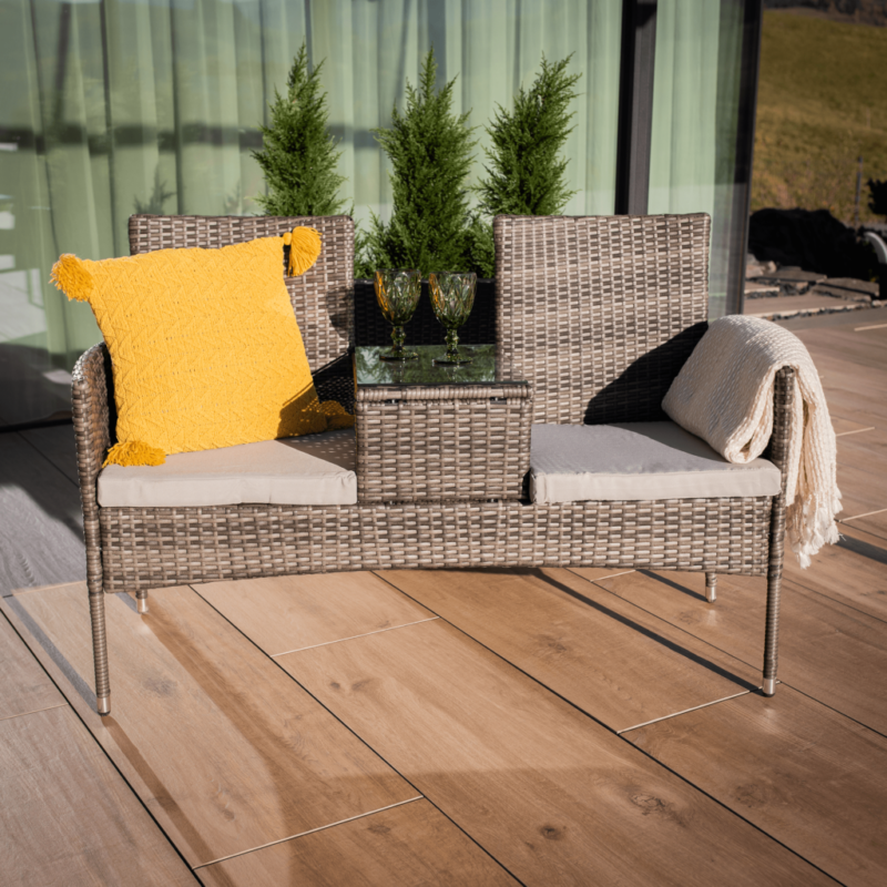 LALIT 2 üléses műrattan kerti pad, kisasztallal - Image 3
