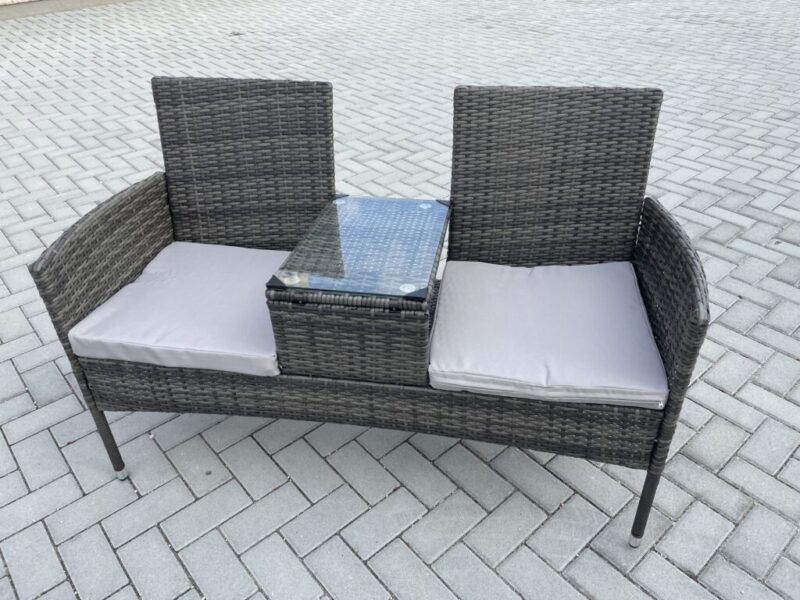 LALIT 2 üléses műrattan kerti pad, kisasztallal - Image 2