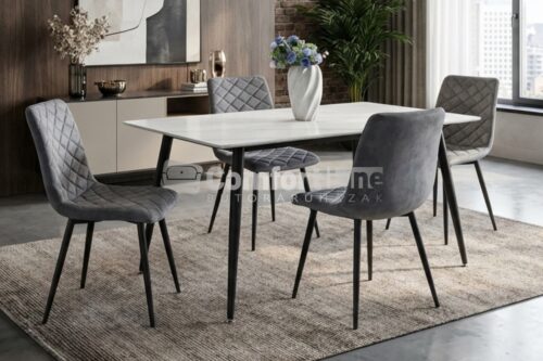 LANCA szinterezett kő étkezőasztal - fehér vagy antracit márványmintás