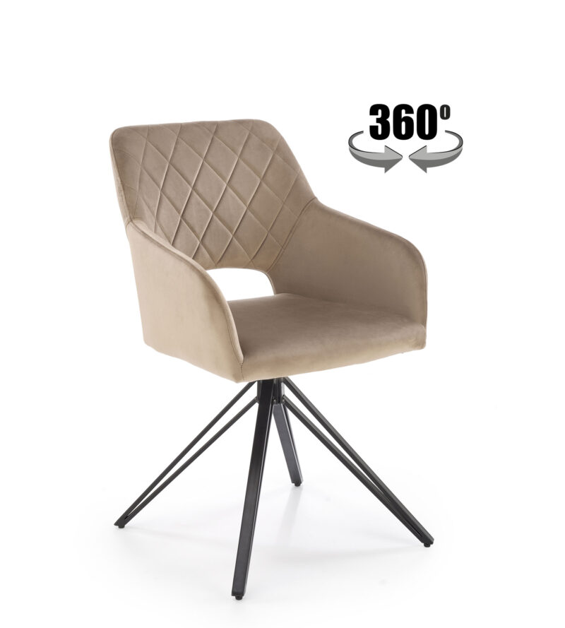 360°-ban forgatható karfás, bársony étkezőszékek - Image 20