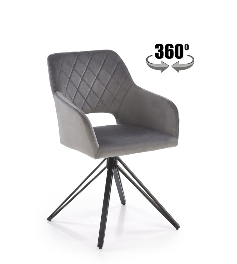360°-ban forgatható karfás, bársony étkezőszékek - Image 2