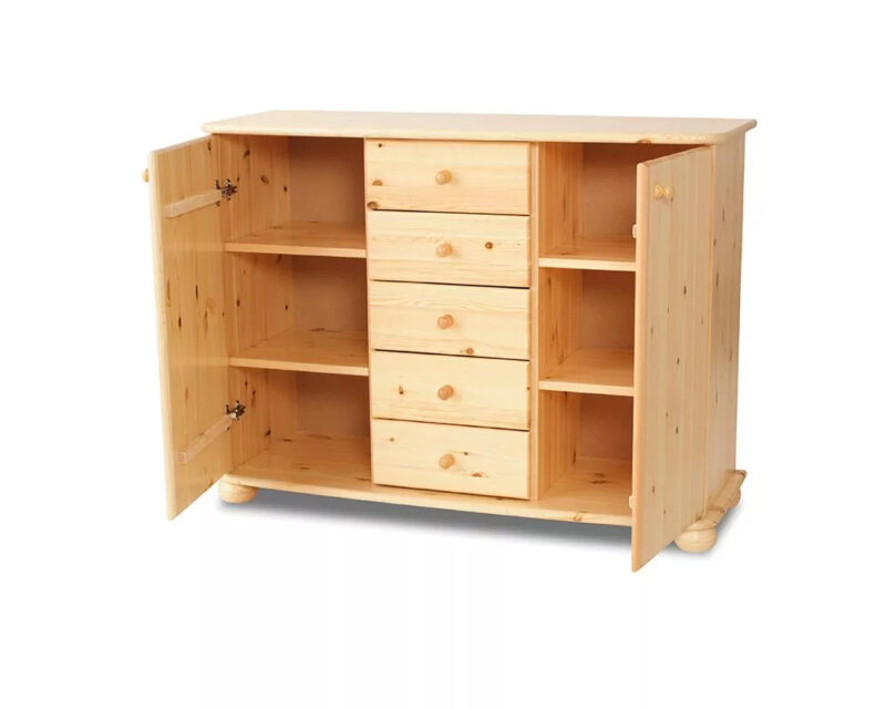 2 ajtós, 5 fiókos nagy fenyő komód - Image 3