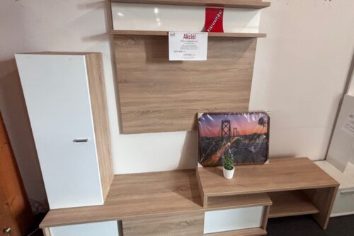 BLANCA elemes nappali sor, sonoma tölgy - magasfényű fehér