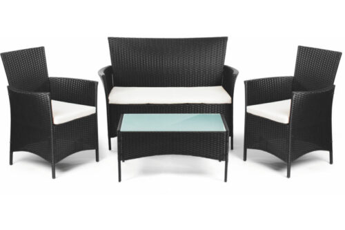 MŰRATTAN kerti bútor szett - üveglapos asztalkával