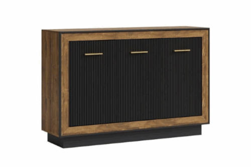 FOX komód, 135 cm hosszú, fekete-éger színben