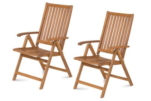 ÁLLÍTHATÓ karfás kerti szék akácfából - szettben, 2 db
