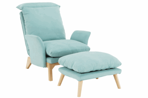 PUHA párnás fotel lábtartóval - szürke vagy menta színben
