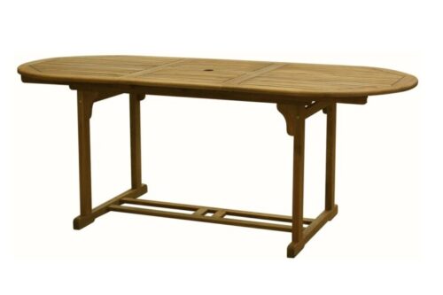 OVÁLIS kerti asztal akácfából, nagy méretű, bővíthető