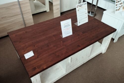 GÖCSEJ egyedi nagy fenyő dohányzóasztal - festett fehér, sötétbarna pác