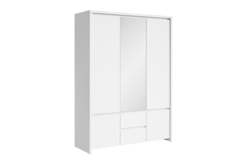 KASPIAN nagy fehér tükrös ruhásszekrény, bemutató darab - 25% kedvezmény!
