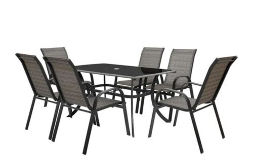 HANNA aluvázas kerti szett, 6 személyes, fekete-szürke