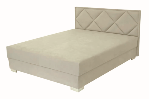 LINDA ágyneműtartós, kárpitozott franciaágy, beépített és bekárpitozott matraccal