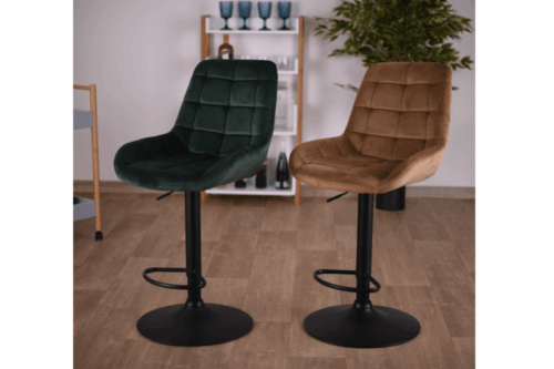 Modern bárszék, matt fekete lábbal - velvet zöld vagy velvet barna