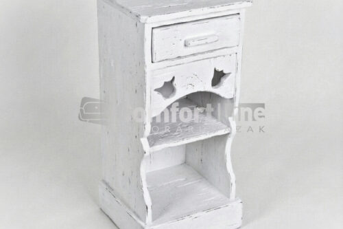 VINTAGE stílusú fehér telefonos komód, asztal, festett fa, tulipános motívummal