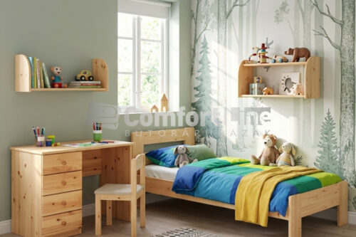 MARCUS fenyő gyerekszoba és hálószoba bútorcsalád - többféle ágykeret és íróasztal