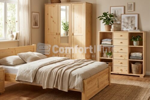 VANESSA fenyőbútor család - íróasztalok, polcok, ágy, kihúzható heverő, komódok, szekrények stb.