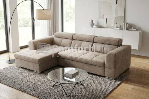 WASHINGTON sarokkanapé - divatos taupe színben, ágyfunkcióval