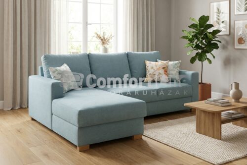 LUNA ágyazható, ágyneműtartós sarokkanapé - kékes menta színben!