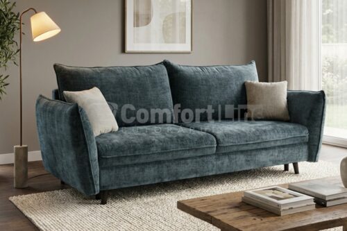 SIREN ágyazható kanapé -  sötét azúrkék velvet szövettel