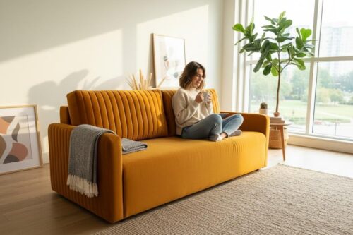 BEATRICE ágyazható, keskeny karfás kanapé