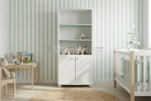 CLAIRE 2 ajtós - nyitott polcos festett, tömör fenyő szekrény